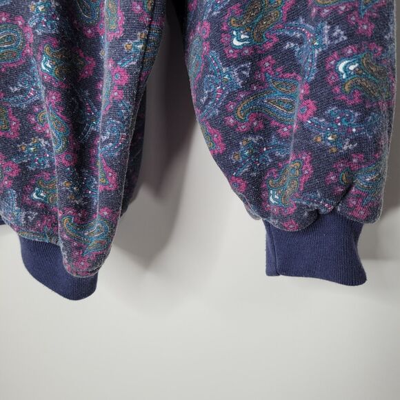 Vintage EURO JOY Paisley Print Henley Sweater Size S Oversized Psychedelic Boho - Picture 7 of 9